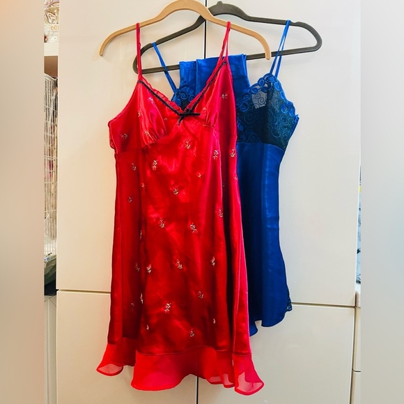 Set of 2 intimates sleepwear gown/ robe / shorts red/ blue Sz S/M - Picture 5 of 16